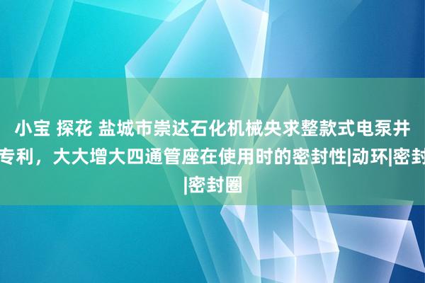 小宝 探花 盐城市崇达石化机械央求整款式电泵井口专利，大大增大四通管座在使用时的密封性|动环|密封圈