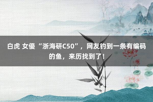 白虎 女優 “浙海研C50”，网友钓到一条有编码的鱼，来历找到了！